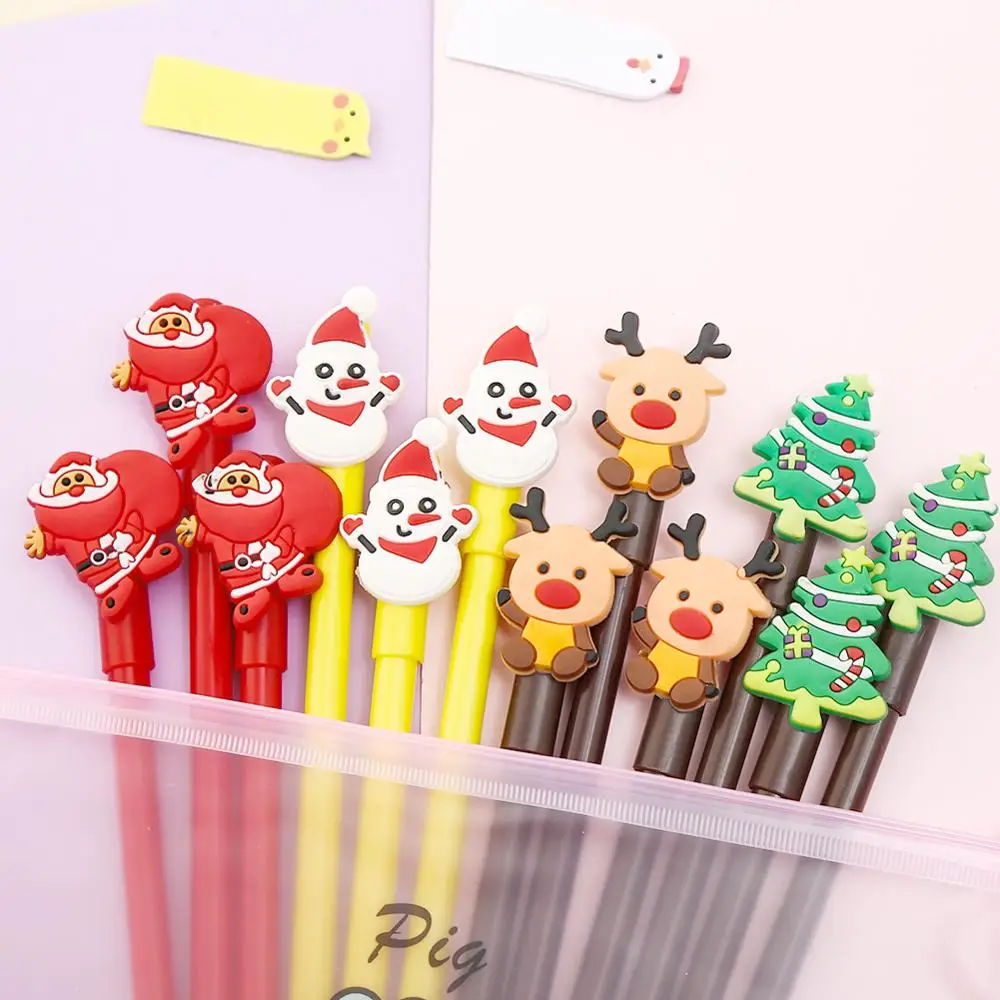mixed 12pcs 12 шт., креативная Рождественская гелевая ручка, милые школьные канцелярские принадлежности Kawaii, офисные аксессуары, олень, лось, снеговик, Санта, подарок - Цвет: mixed 12pcs