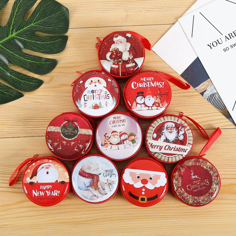 Merry Christmas Coin Purse Kids Mini Round Bag SD Card Earphone Key Storage Wallet Box Women Girl Purses Gifts | Багаж и сумки