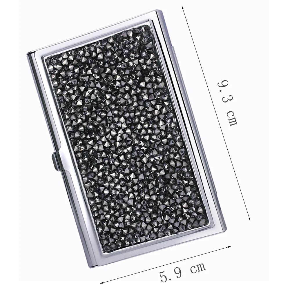 New Charming Card holder Blue/Red/Transparent Black/Golden 4 colors Rectangle Metal Name card Case for Women