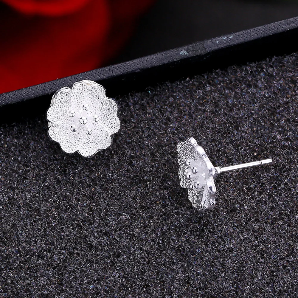 New Arrival Hot Sell Gold Flower Design Sterling Rhod Ladies Stud Earrings Jewelry Birthday Gift Women | Украшения и аксессуары
