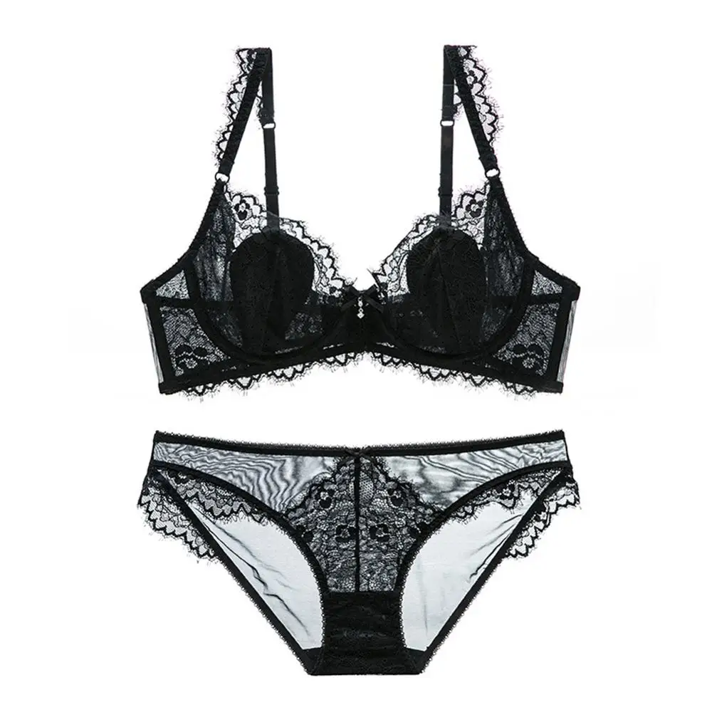 Женский сексуальный кружевной бюстгальтер однотонный Цветочный комплект три