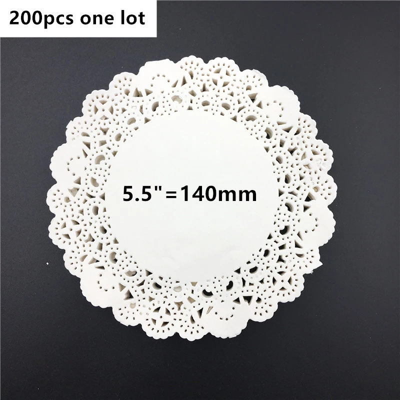 200pcs 140mm 130 шт. 4,5 ''6. 5 ''8,5'' белый круглые бумажные кружевные салфетки Doyleys Винтаж подставки для столовых приборов ремесло, свадьбы, Рождества, Украшение стола - Цвет: 200pcs 140mm