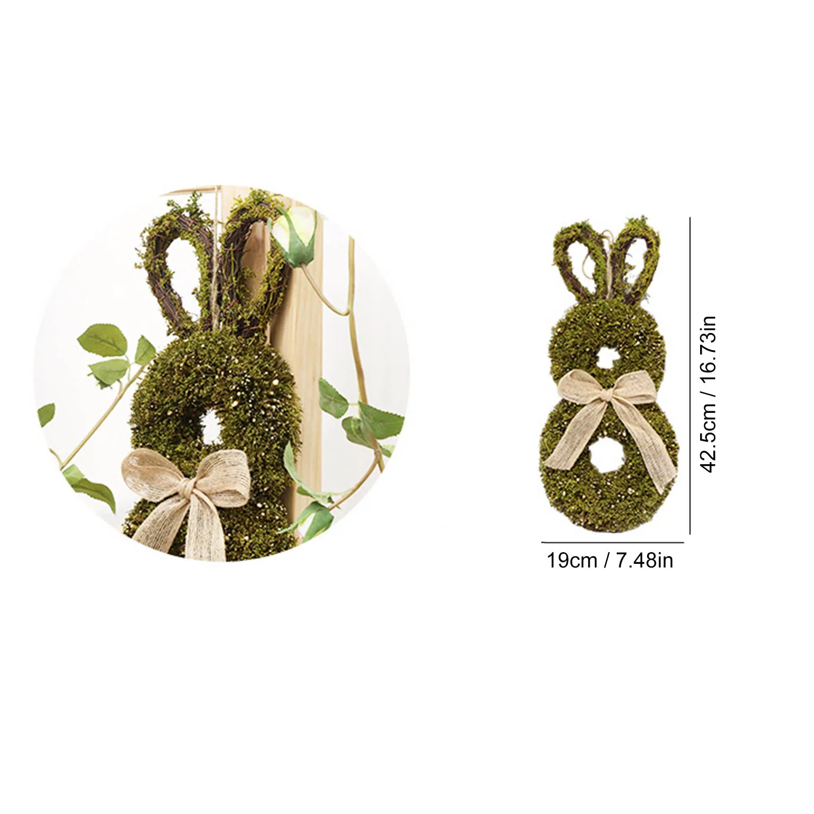 

Easter Bunny Wreath Simulation Plant Hanging Ornament House Decor Rabbit Shaped Wreaths With Bowknot Front Door Decoration