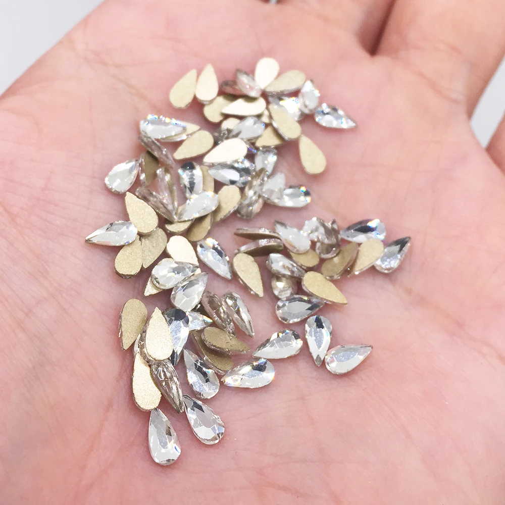 Стразы со стеклянными каплевидными блестящими бриллиантами для дизайна ногтей 30