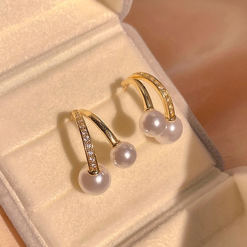 

Женские серьги-гвоздики с жемчугом, простые серьги из серебра 925 пробы с цирконием класса ААА, 14 к