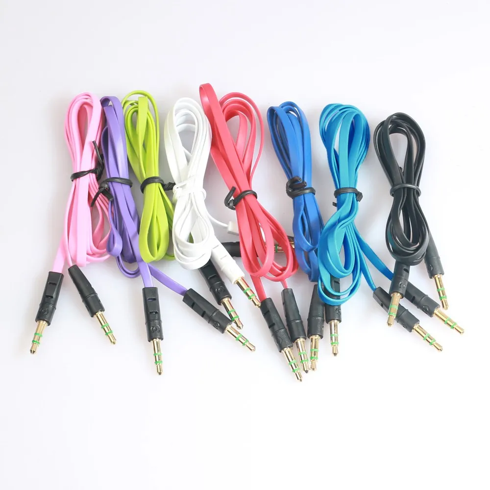 Разноцветный вспомогательный кабель Copy T 3 5 мм аудиокабель штырь плоский Aux 1 м