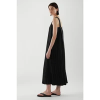 2022 summer sew style fashion dress female commuter vacation long skirt sling pleated drape long cotton loose temperament