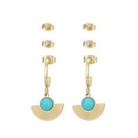 6pcsset stainless steel drop earrings zircon ear cuff turquoise dangle earrings bohemia trinket trendy beach jewelry accessory
