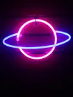 Светодиодный неоновый светильник, эллиптическая вывеска в форме планеты, неоновый светильник с батарейным питанием, декоративный настенный светильник для дома, вечеринки, освещение для комнаты