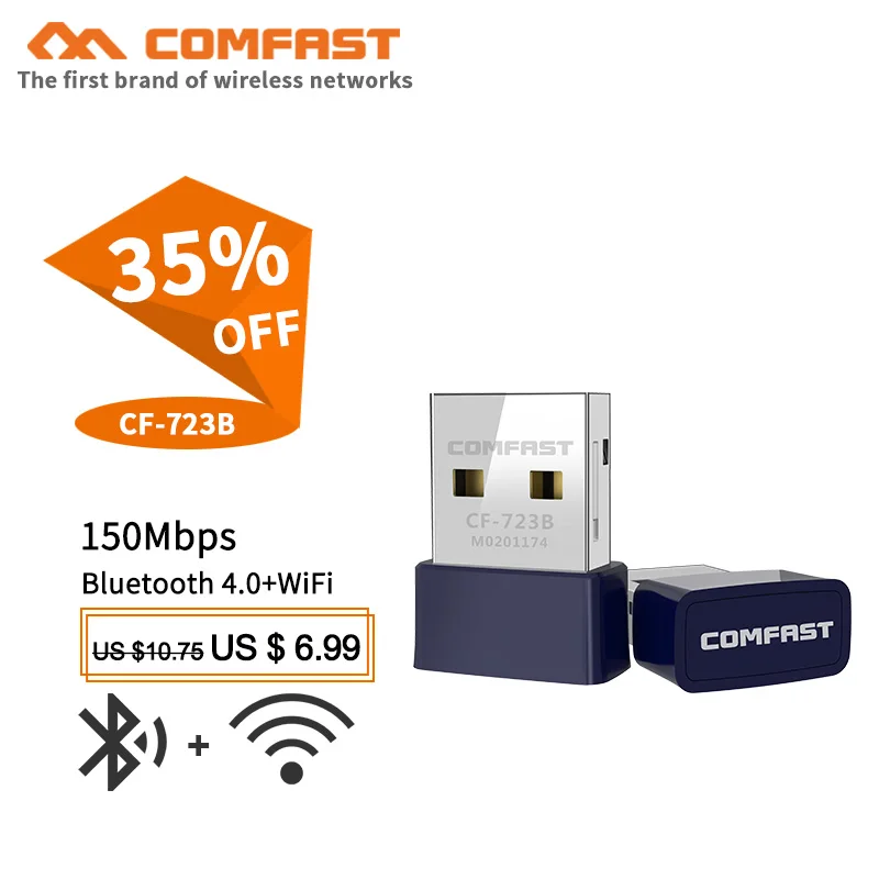 Comfast CF 723B мини USB WiFi адаптер 150 Мбит/с Wi Fi донгл приемник ПК сетевая карта bluetooth 4 0