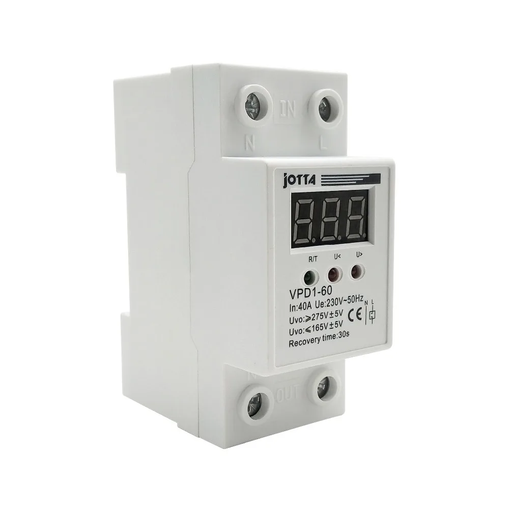 40A 220V автоматическое переподключение от перенапряжения и защиты от перенапряжения защитное устройство реле с вольтметром монитор напряжения