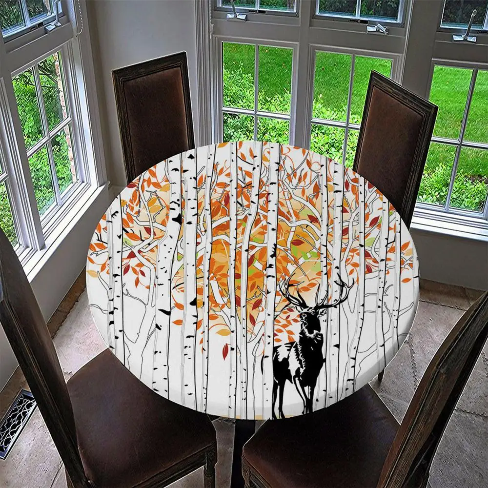 Круглая эластичная скатерть водонепроницаемый нескользящий чехол для стола с