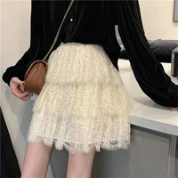 women romantic lace floral skirts all match ball gown elegant ulzzang lovely skirt chic slim summer korean style kawaii lady