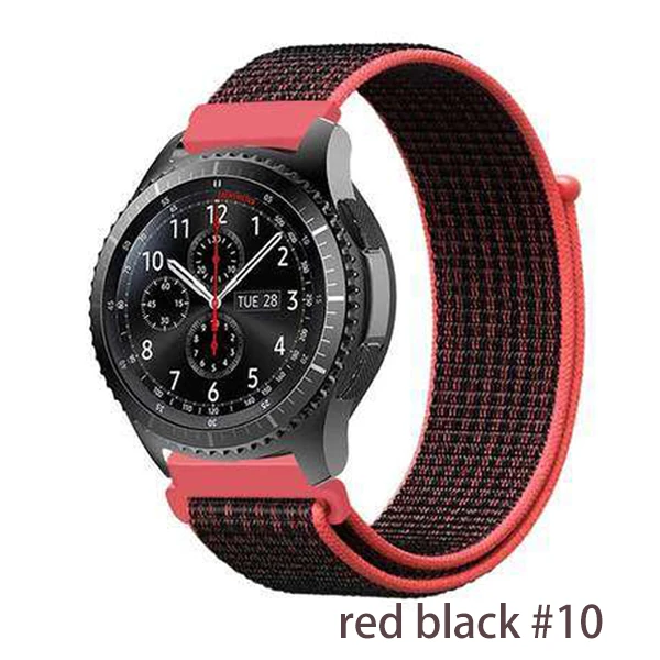 red black 10 Gear s3 Frontier ремешок для samsung galaxy watch 46 мм 42 мм активный 2 нейлон 22 мм ремешок для часов huawei gt ремешок amazfit bip 20 44 - Цвет ремешка: red black 10