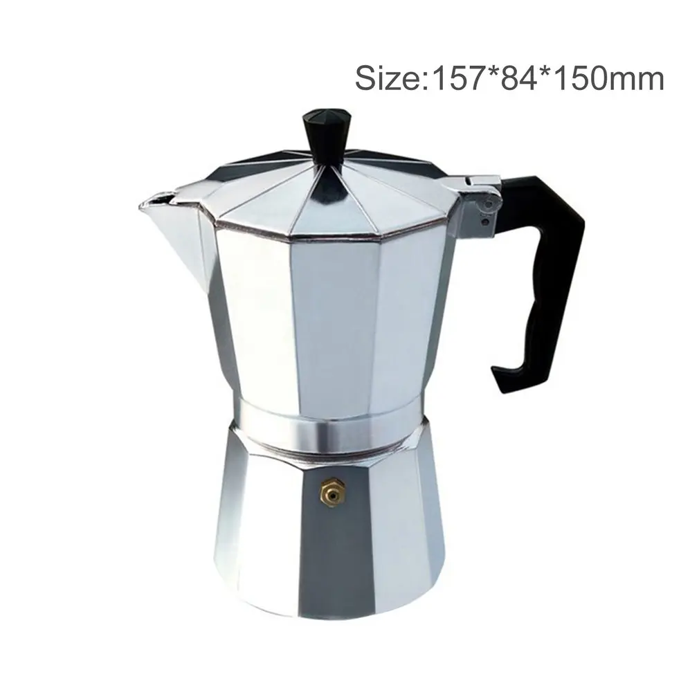 Алюминий Moka горшок Octangle кофеварка для кофе мокко черный Итальянский практичный