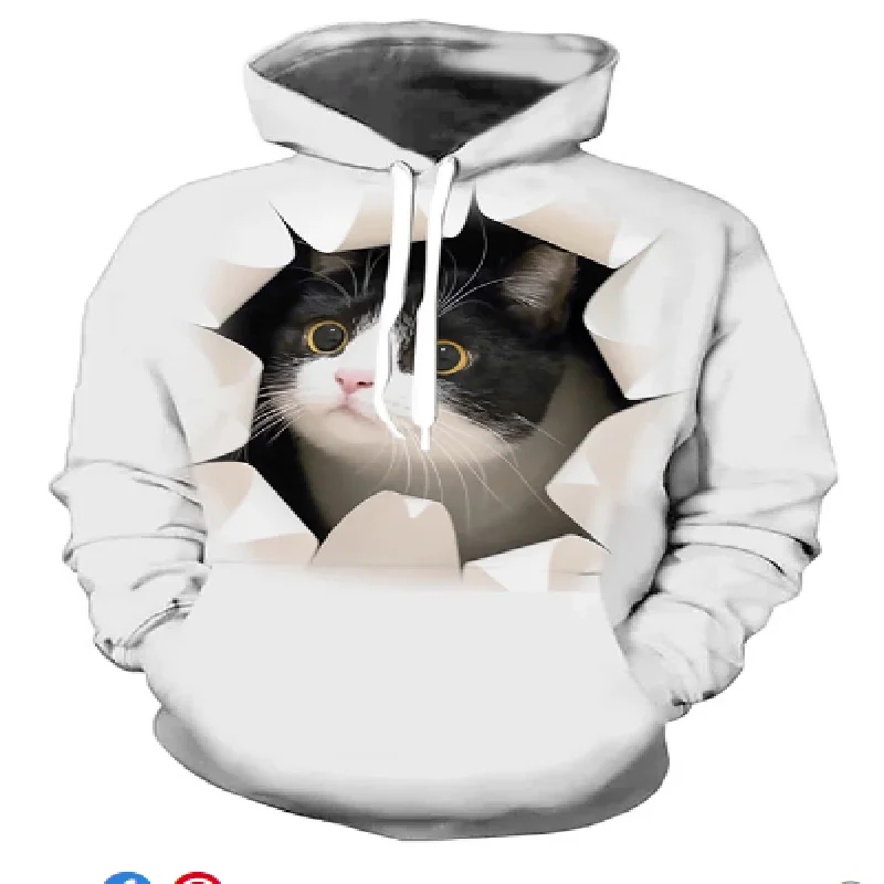 

2020 New Black and White Cat 3D Hoodie Sweatshirts comfort Pullover Men Women Fashion Casual Streetwear Casual Blac kwhiteness H