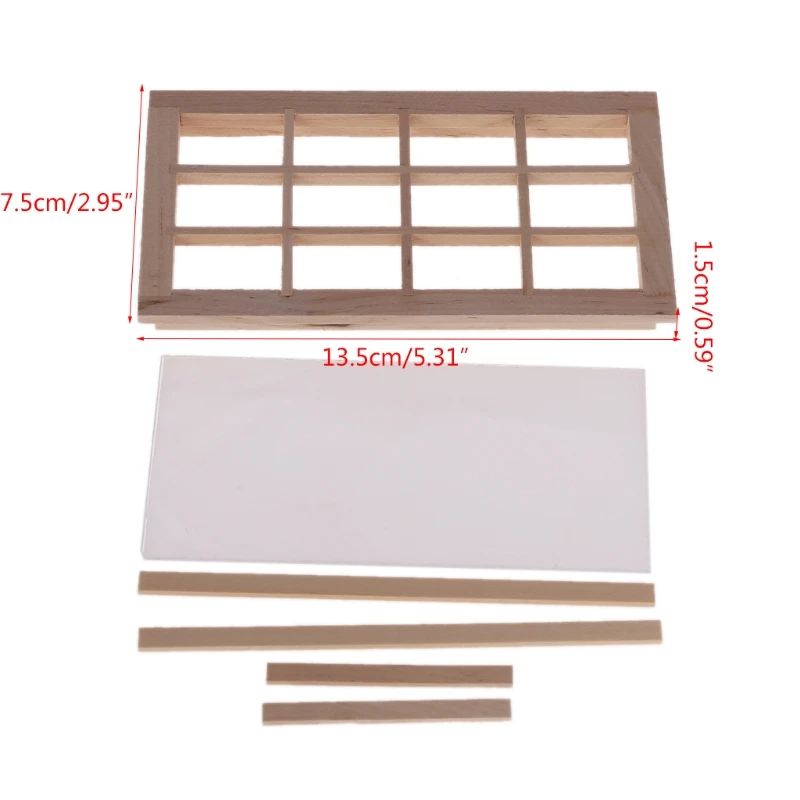 

New 1:12 Dollhouse 12-pane Wooden Window Frame Miniature Doll Houses 40JC