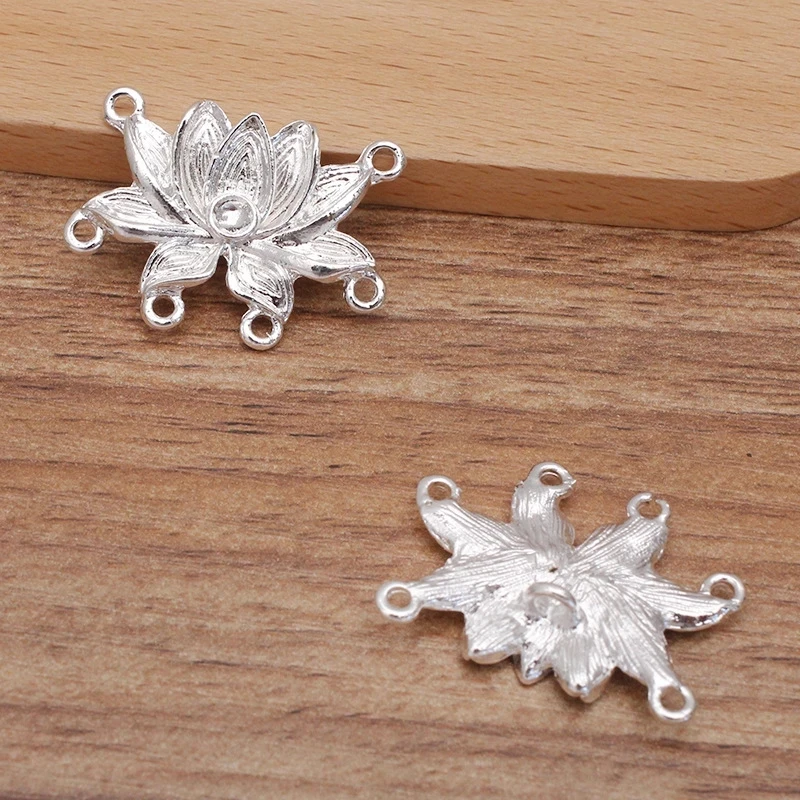 10 шт. 30x23 мм металлический сплав подвеска ввиде цветка лотоса разъемы с 7 петель