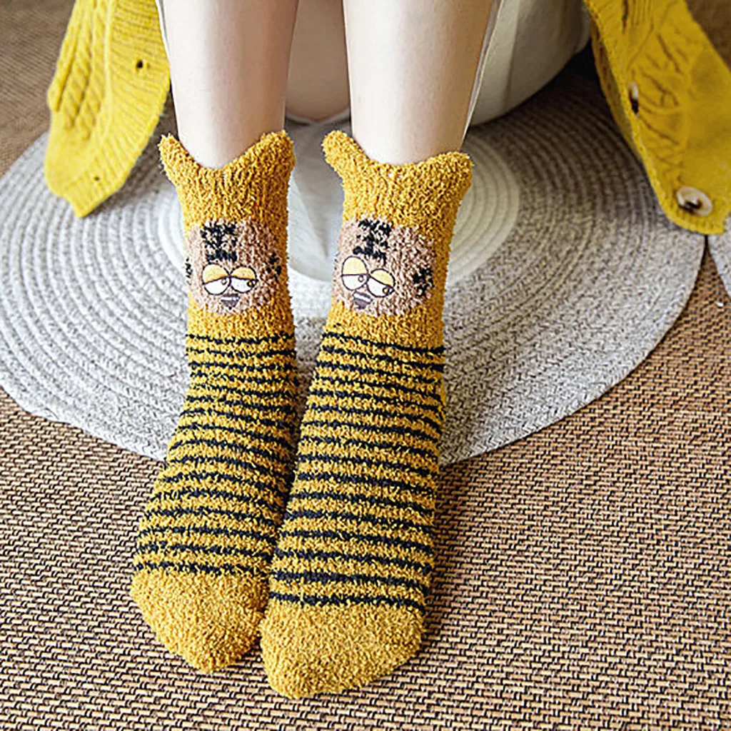 Модные женские носки домашние с вышивкой в виде пчелы средней длины # C20|Носки| |