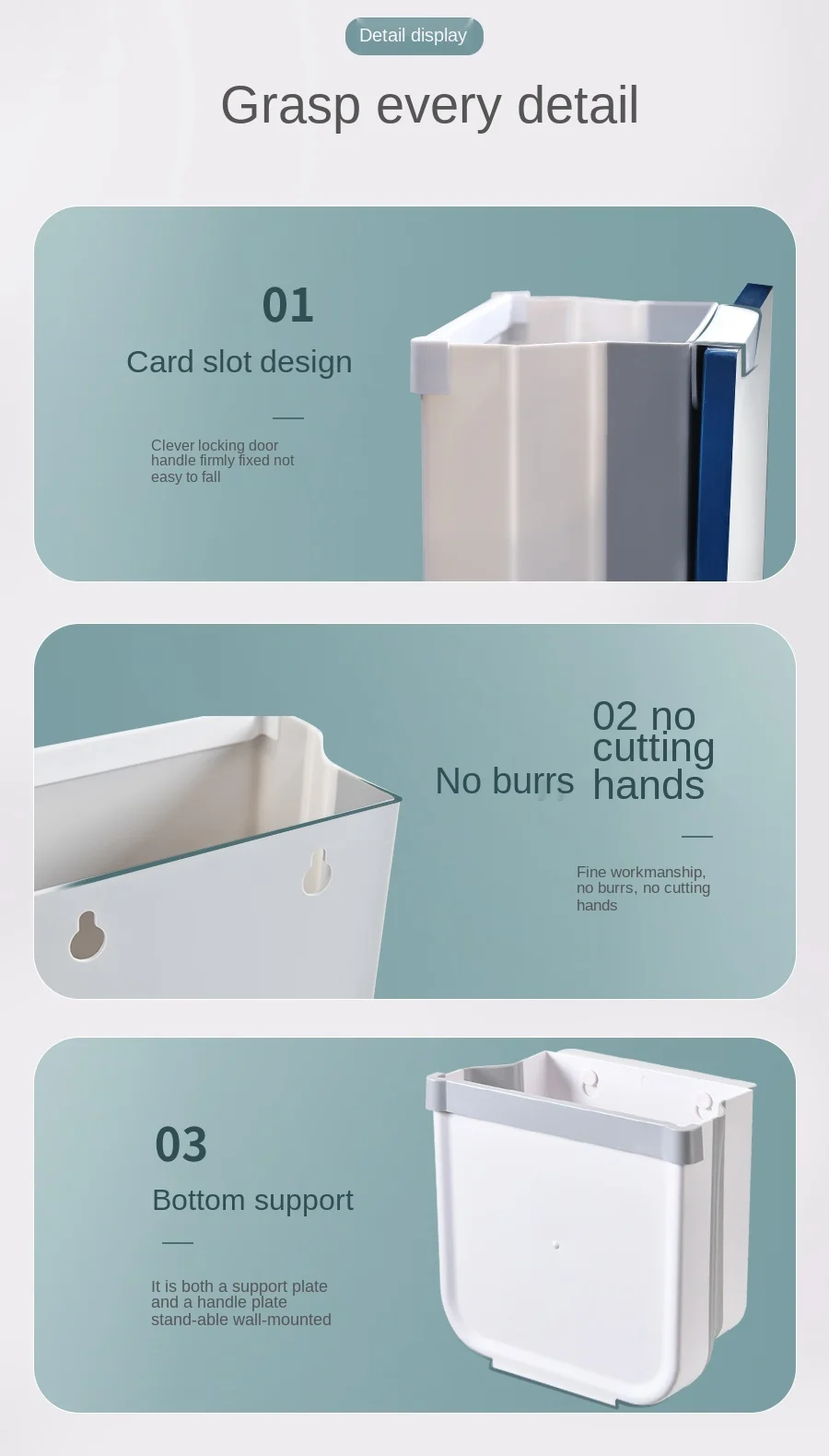 

zq Avoid Bending Kitchen Trash Can Household Foldable Wall-Mounted Small Size Dust Basket