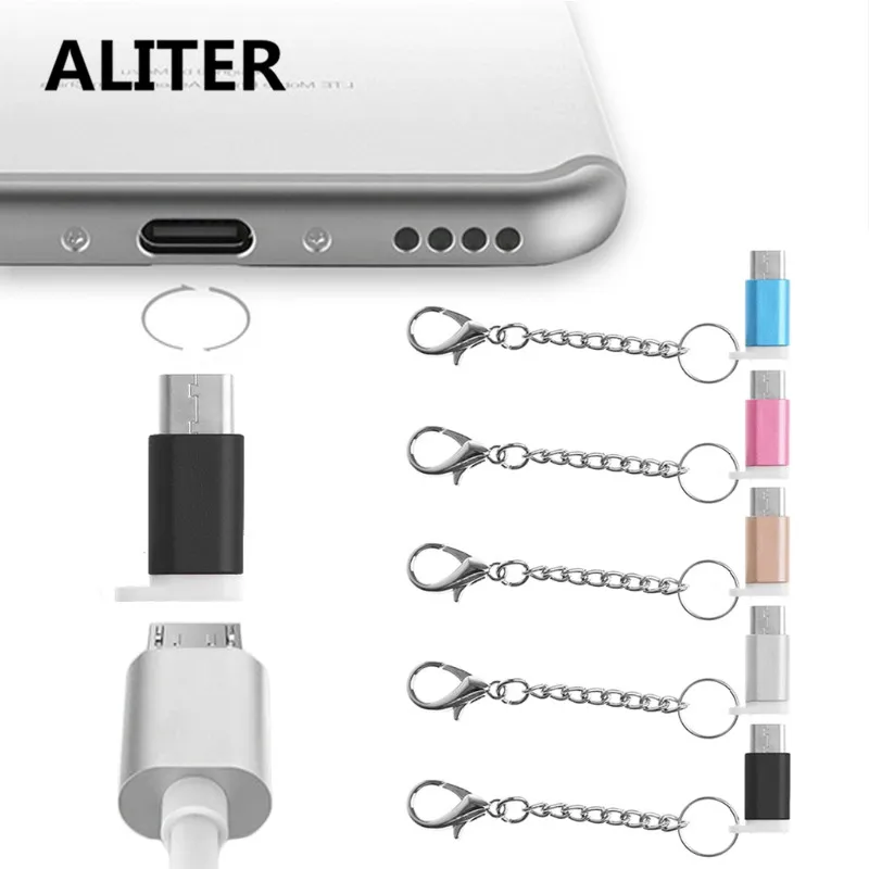 ALITER USB-C USB 3 1 Тип C штекер для микро гнездовой адаптер с цепочкой ключей от потери |