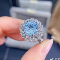 kjjeaxcmy fine jewelry 925 sterling silver inlaid natural sky blue topaz women vintage exquisite round chinese style gem ring su