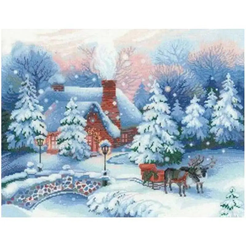 

Elk in the snow patterns Counted Cross Stitch 11CT 14CT 18CT DIY Cross Stitch Kits Embroidery Needlework Sets home decor