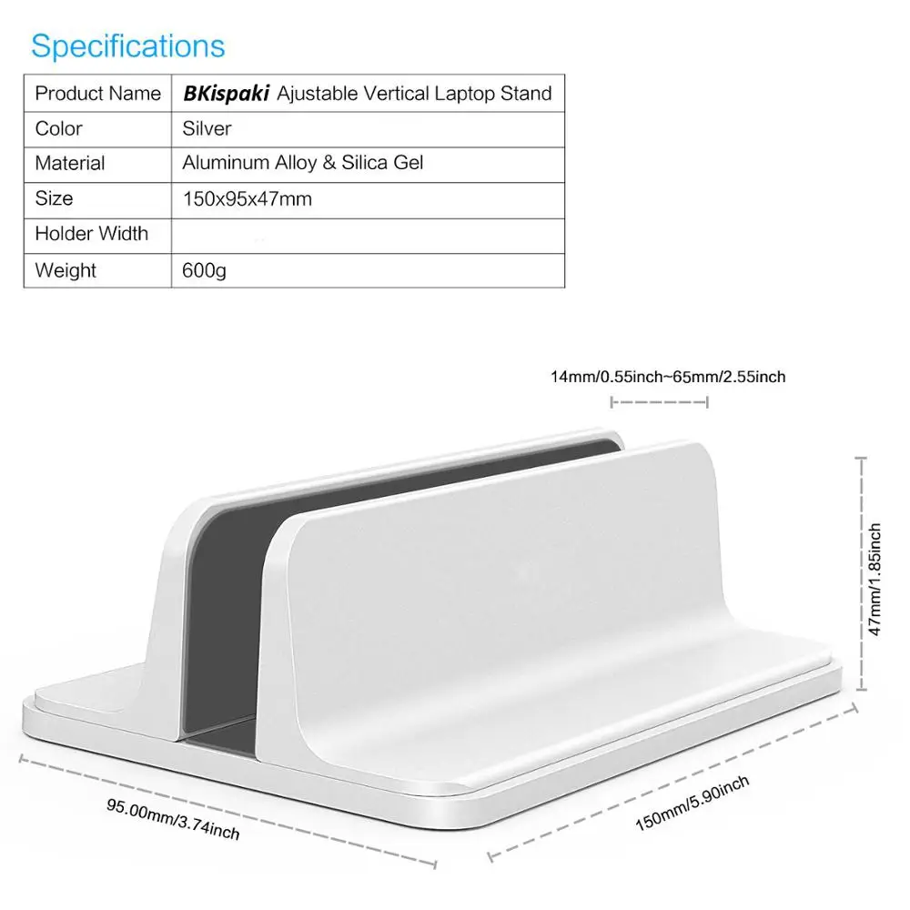 Вертикальная Регулируемая подставка для ноутбука из алюминиевого сплава