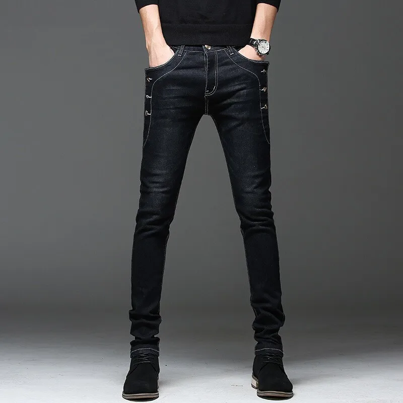 2022 Spring and Autumn New Men's Fashion Casual Pure Color Jeans Classic Stretch Slim Men's Cotton High Quality Jeans 28-36