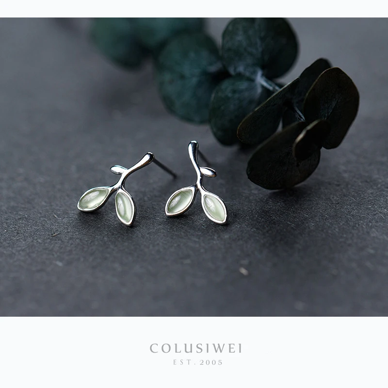 Colusiwei летние зеленые листья серьги-гвоздики в форме растения для женщин