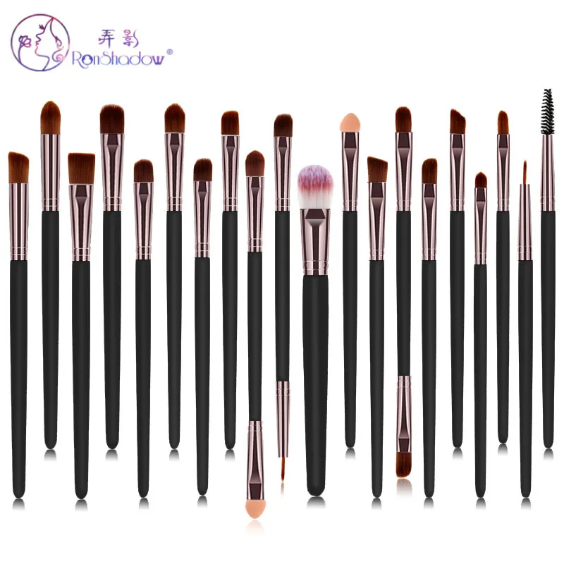 

20 шт. набор кистей для макияжа черный Кофе деревянной ручкой для тени для век Пудра карандаш для век для бровей и ресниц макияж кисти Красота...