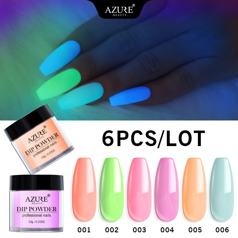 Лазурная красота 6 шт./партия флуоресцентная блестящая пудра для напыления