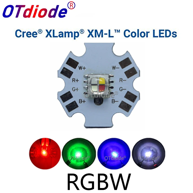 1PCS Cree XLamp XML XM L RGBW RGBWW RGB+Cool/Warm White 12w 4 chip LED Emitter Bulb Mounted on 20mm Star PCB For Stage Light|Светодиодные