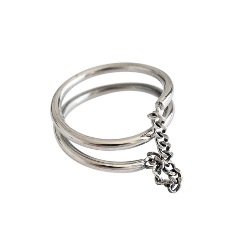 Silver Color F.I.N.S Новое модное многослойное серебро 925 ювелирные изделия простое серебряное кольцо с цепочкой открытое старинное кольцо на палец ювелирные изделия - Цвет основного камня: Silver Color