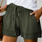 Женские шорты с эластичным поясом 2020, удобные повседневные свободные шорты с завязками на талии, женские шорты