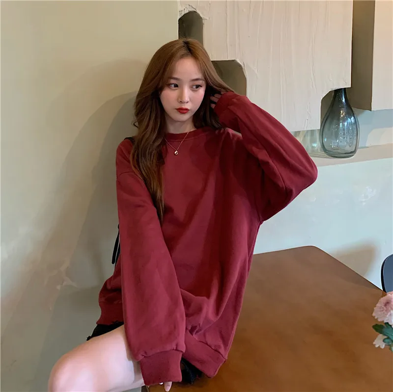 

XZ1128 2021 celebrity western style long long-sleeved Sweatshirts women loose and versatile thin