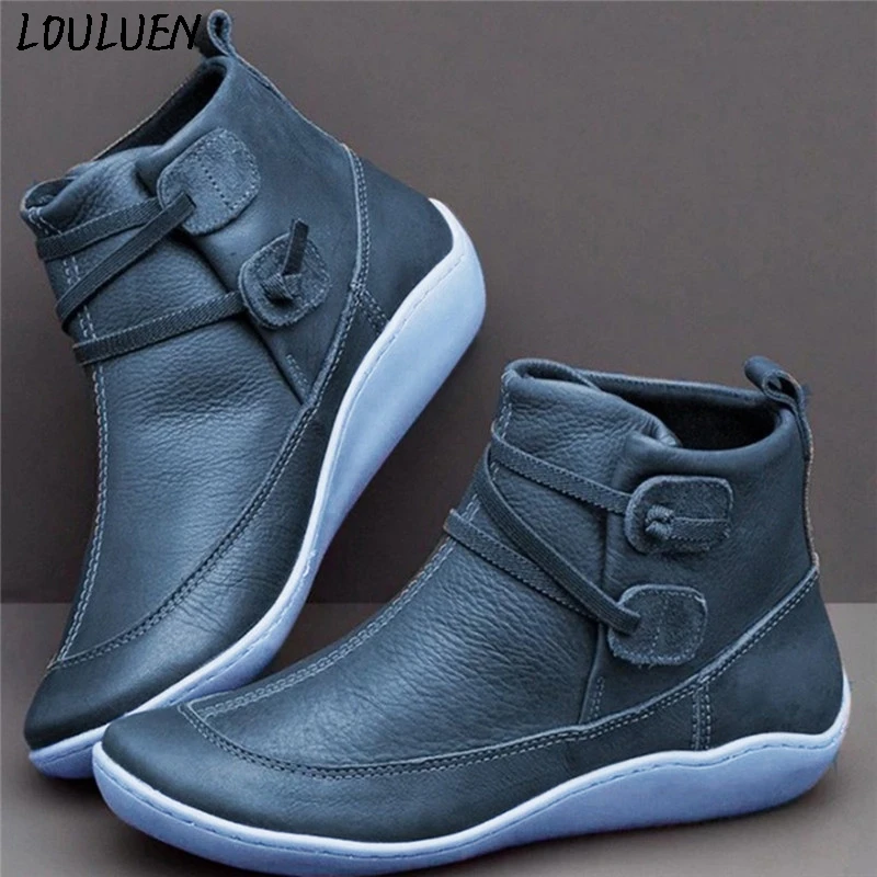 Женские ботильоны из искусственной кожи Сезон осень-зима Винтажные ботинки в