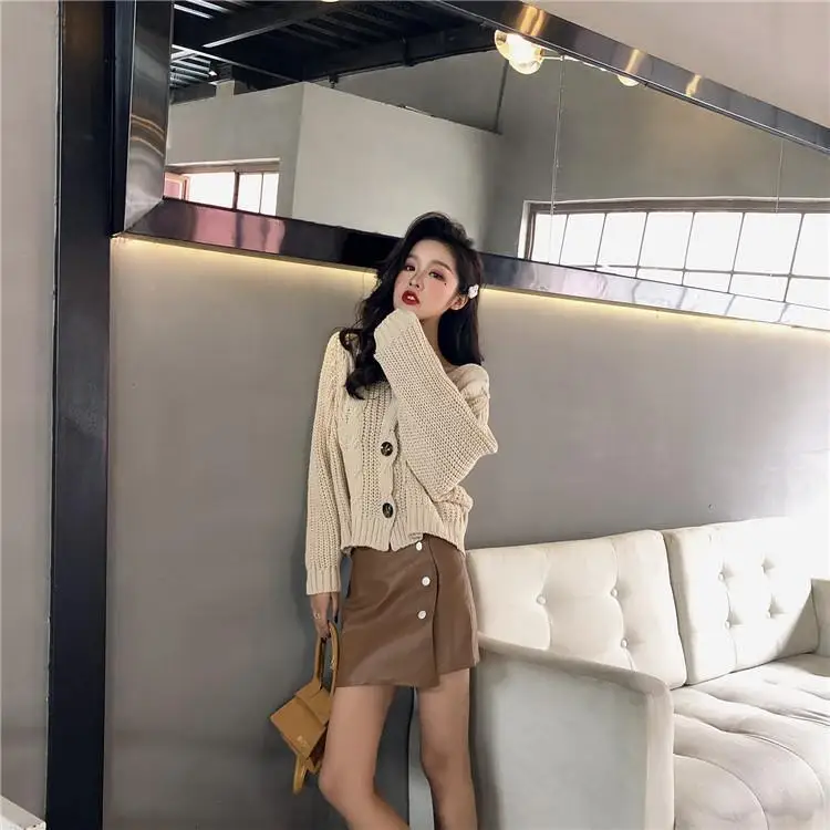 Женский Осенний модный свитер с V-образным вырезом новинка 2020 женский кардиган