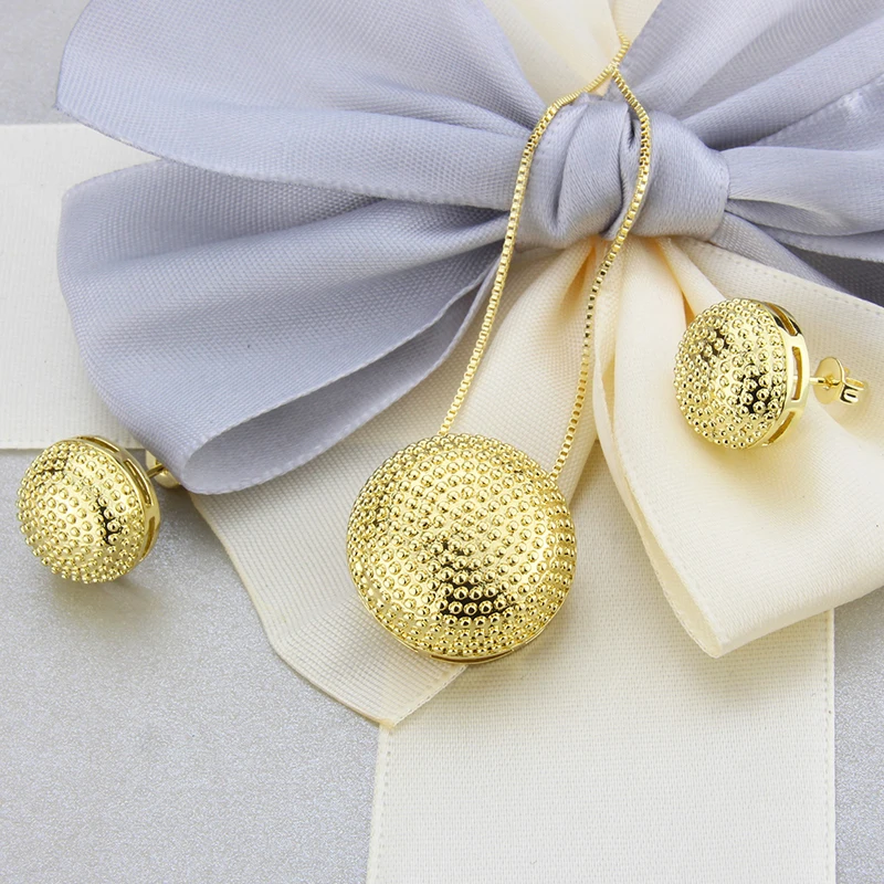 SUNSLL Золотые/Серебристые медные круглые серьги гвоздики и ожерелья с кулоном