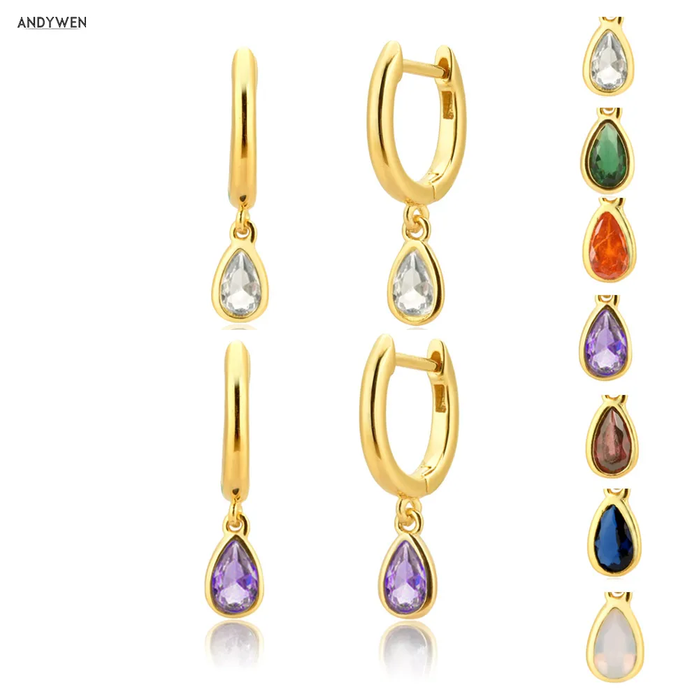 ANDYWEN серьги-подвески из стерлингового серебра 925 пробы разных цветов в стиле рок