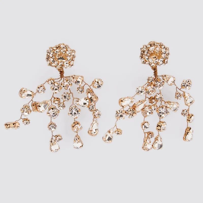 Женские серьги-подвески ZA золотистые металлические серьги в форме ветки дерева