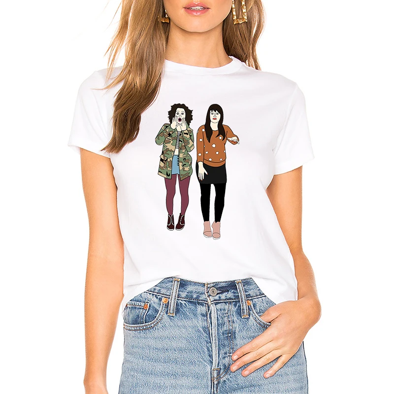 Широкий город Эбби и иланой с изображение мулт героев женский футболка Vogue