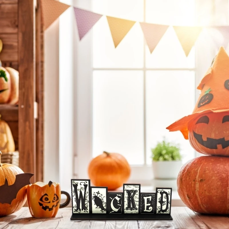 Ворона паутина на Хэллоуин деревянные настольные украшения креативный Декор для