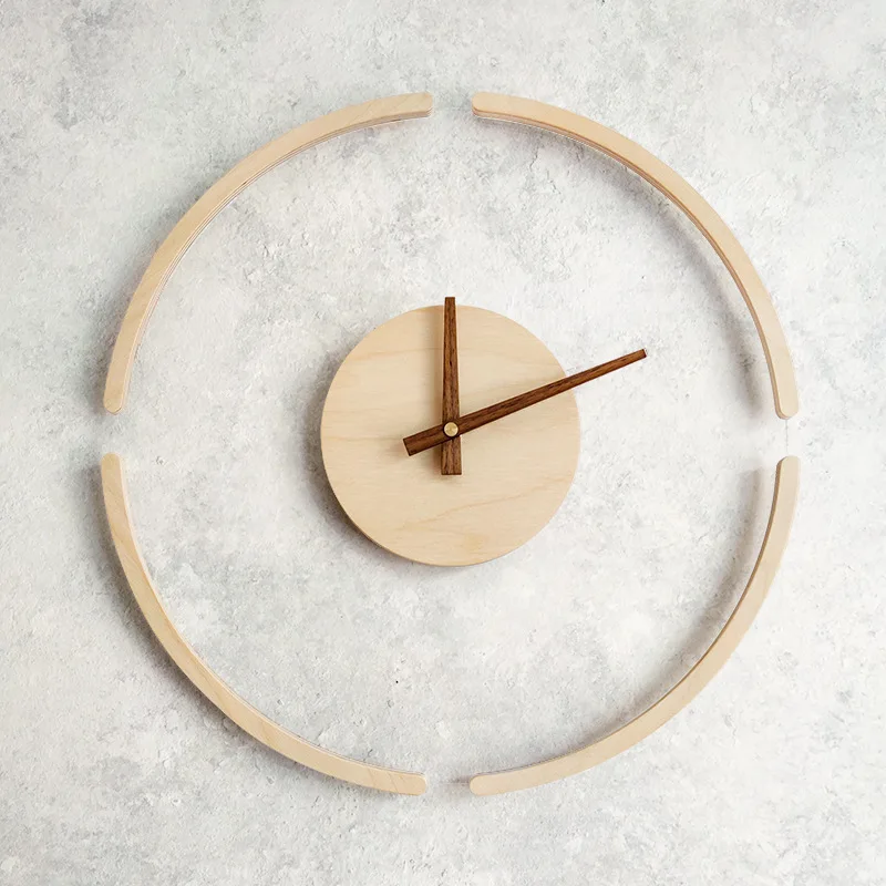

Creative Nordic Wall Clock Minimalist Pastoral Wooden Round Wall Clocks Study Bathroom Relogio Parede Home Design EH60WC