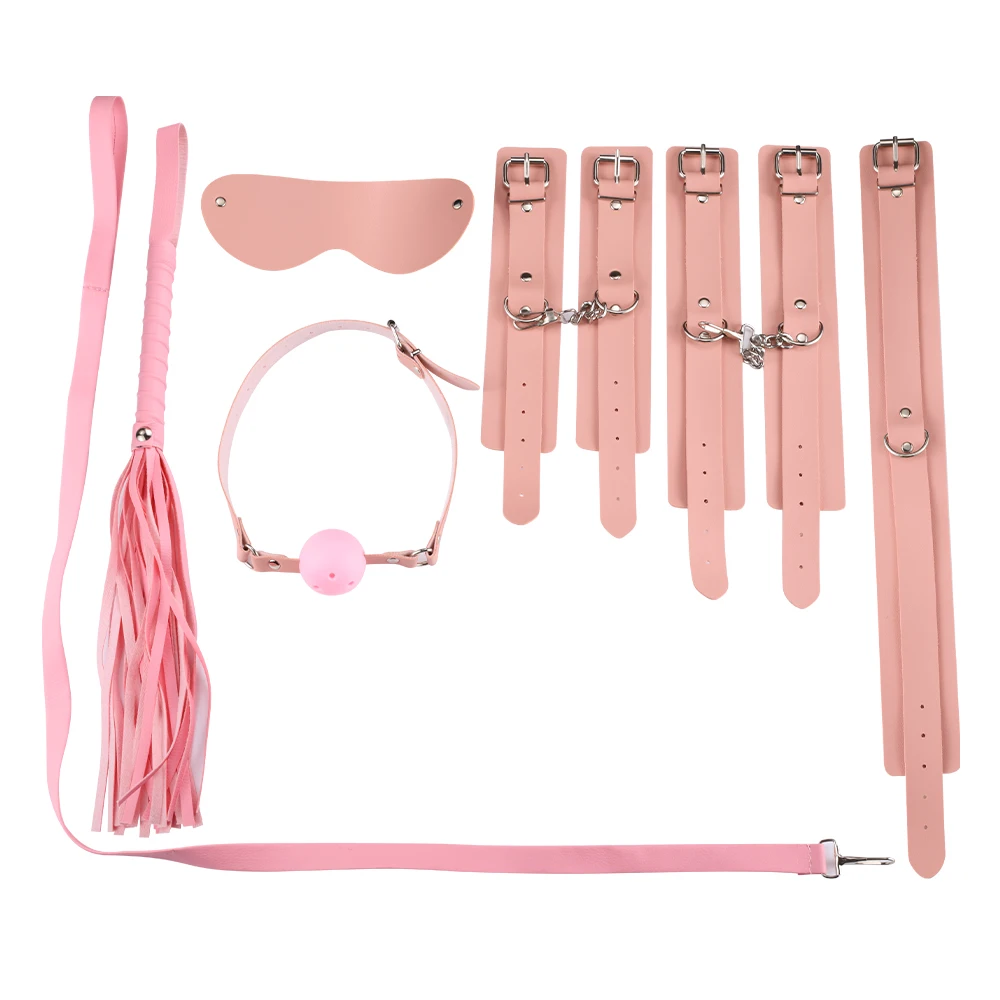 BDSM Bondage Restraint Fetish Collar Chain Handcuffs Whip Mouth Gag Toys Adult Game Props Slave Cosplay SM | Красота и здоровье