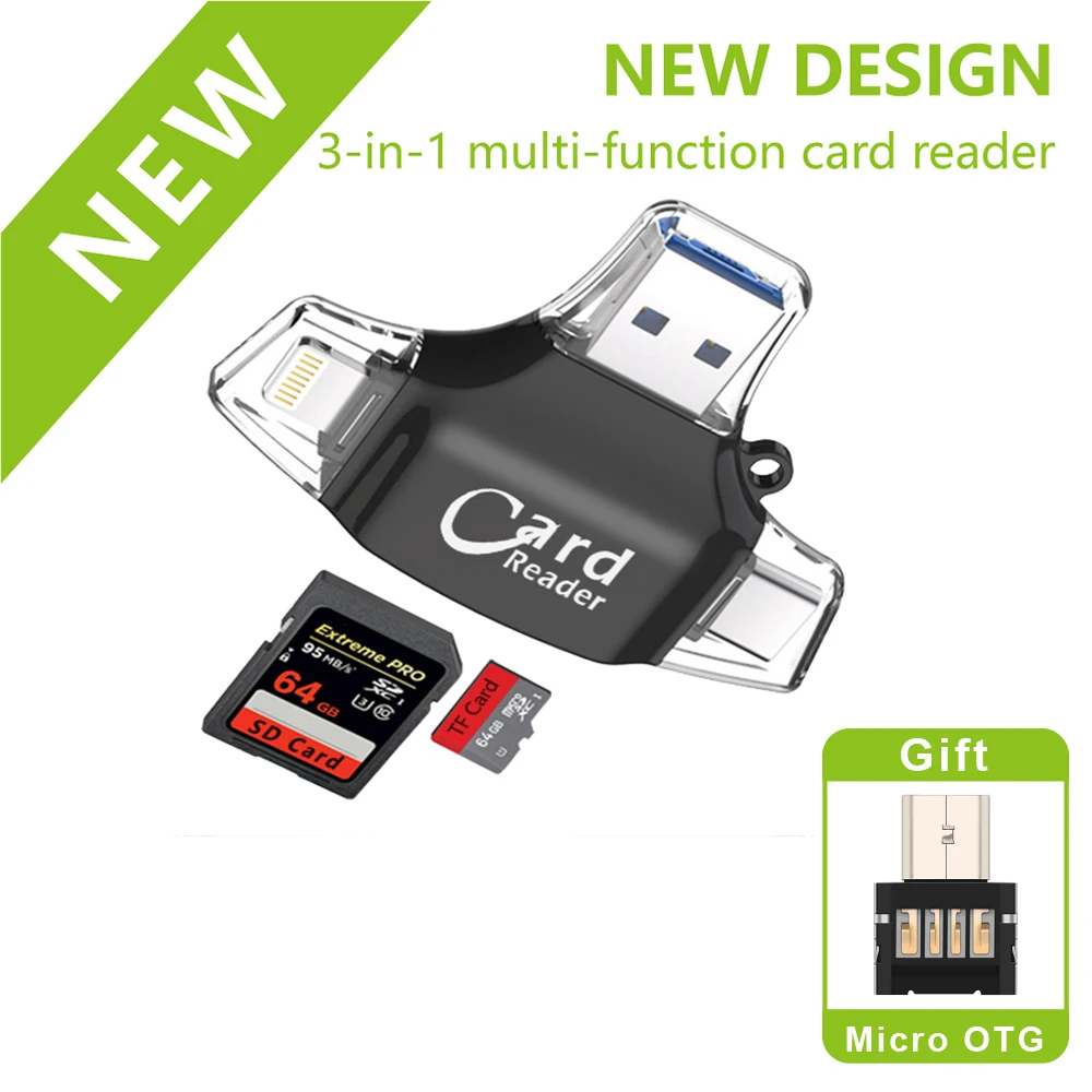 Новый SD кардридер адаптер microSD SDHC SDXC TF usb c OTG карта памяти для iphone|Картридеры| |