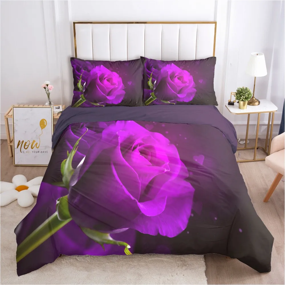

3D Flowers Design Bedding Sets Duvet Cover Set Bed Quilt Covers Pillowslips Full Twin Single Double Size White Bedclothes