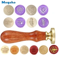 mogoko 1x music heart sealing wax stamps retro wood classic wax seal stamp gift box cards envelope decor bee with crown feather