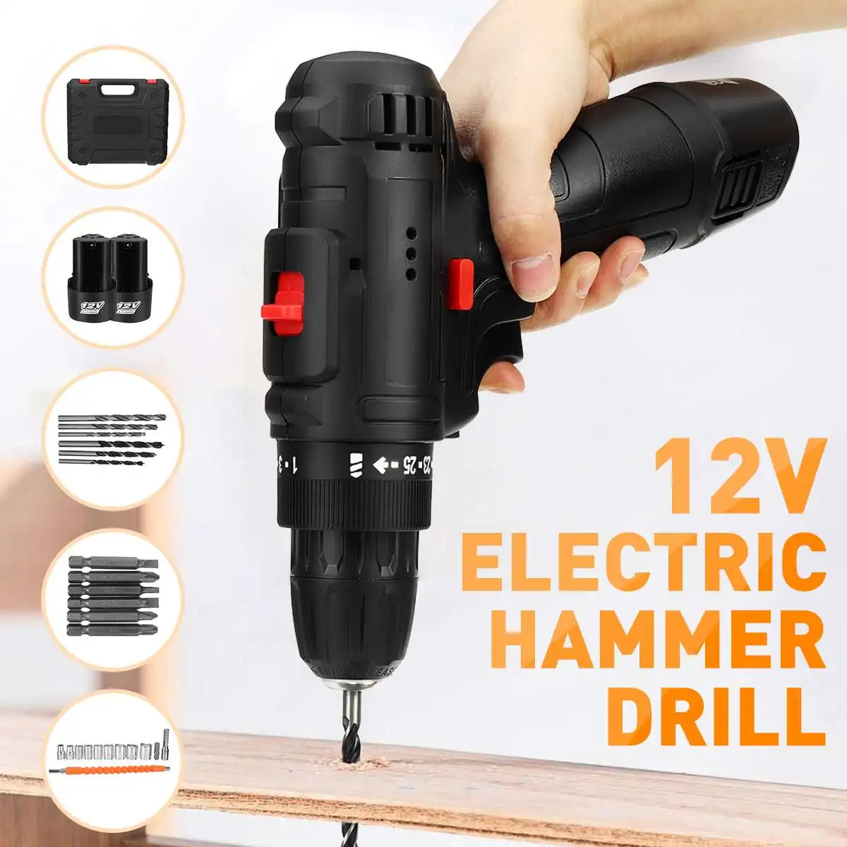 

12V Electric Screwdriver Cordless Drill Sets Rechargeable Lithium Battery Mini Wireless Power Driver Tools Home DIY Drill