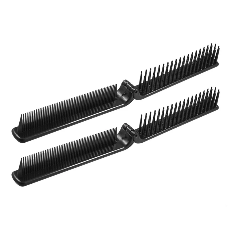 2 шт. дорожный женский черный складной двойной карманный прямой гребень для